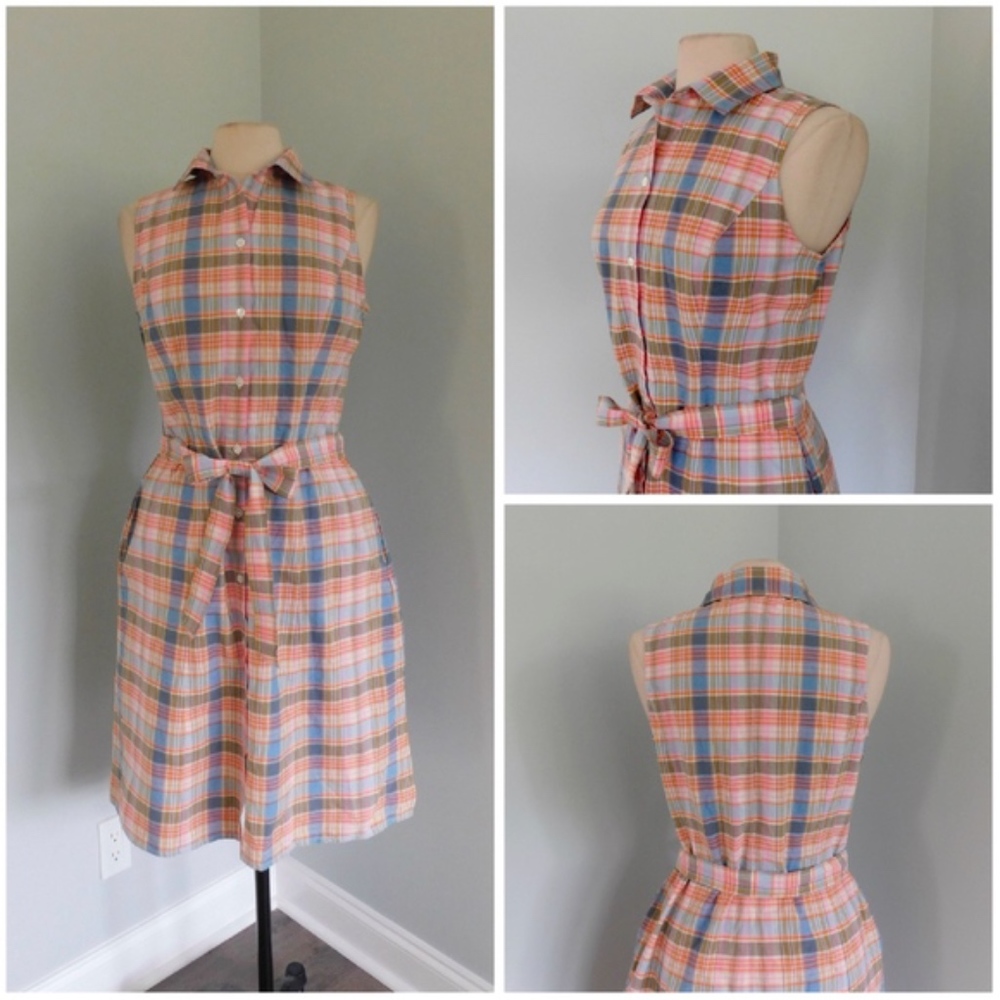 NEW ~ LANDS' END Sz 8 Summer PLAID Shirt Dress